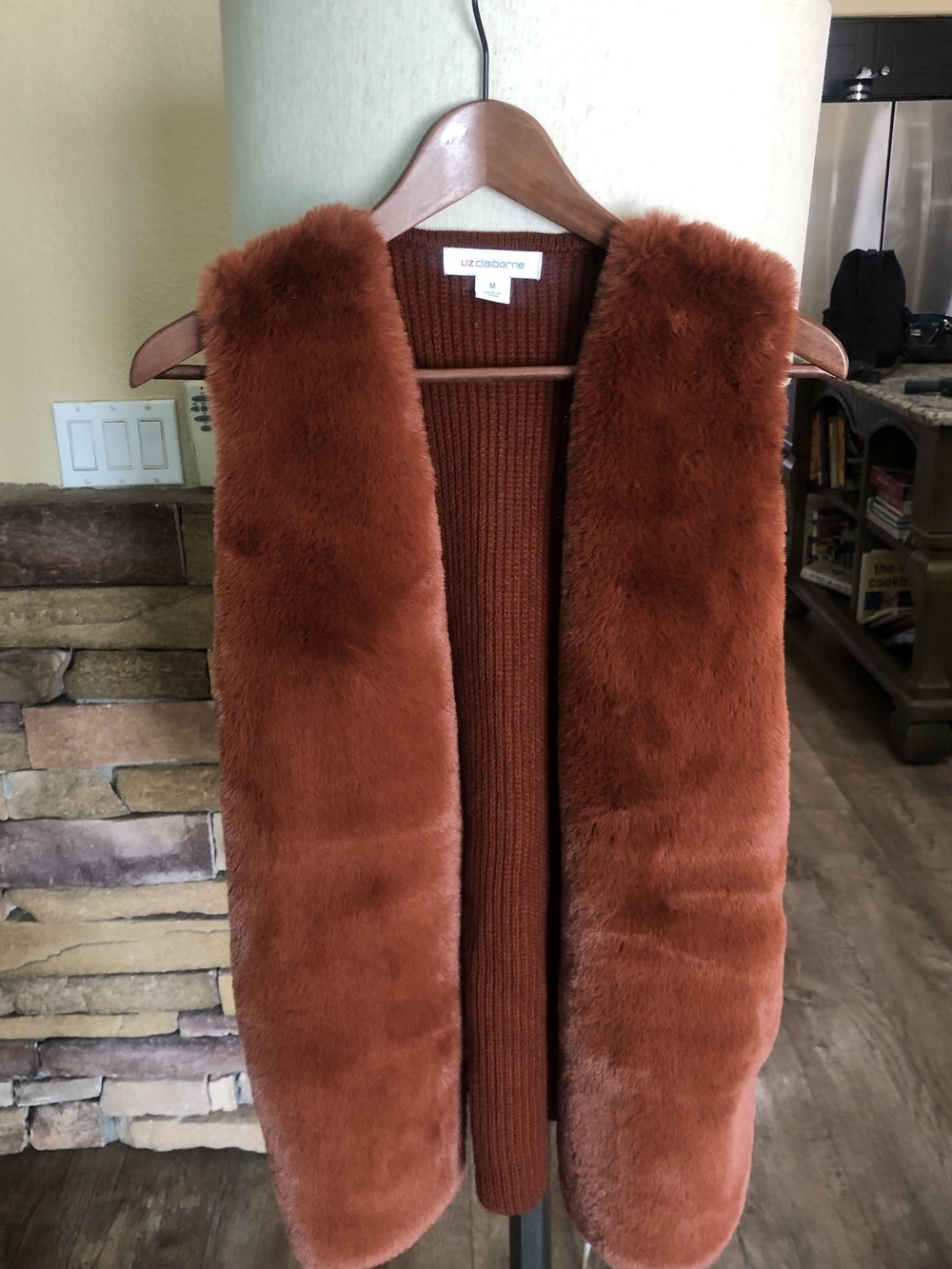 Liz Claiborne Women's Faux Fur Vest - Rust